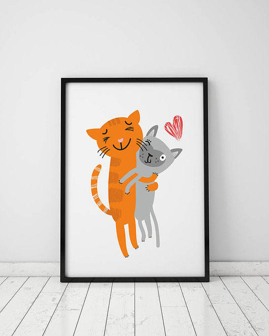 plakat. zakochane kotki (format A3) Love Life and Forest