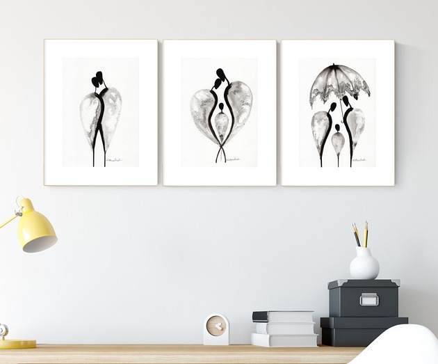 Zestaw 3 grafik A4 wykonanych ręcznie Krystyna Siwek Art