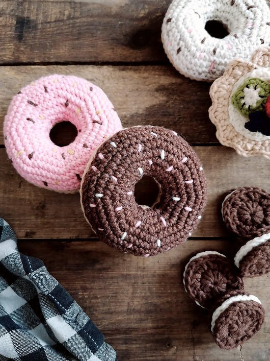 zabawki - inne Szydełkowy pączek donut -  do dziecięcej kuchni