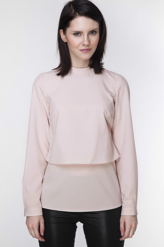 Różowa bluzka z podwójnym przodem ABG Fashion