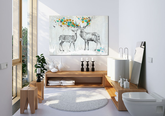 OBRAZ NA PŁÓTNIE - 120x80cm - JELENIE JESIENIĄ NOWdeco