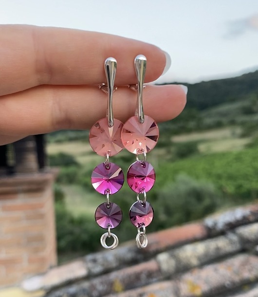 kolczyki swarovski Klipsy srebrne-Campari na Capri-Kryształy Swarovskiego