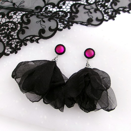 kolczyki szklane Kolczyki "Neon Black"