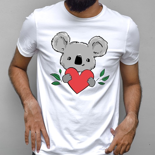 Koszulka biała  z nadrukiem Koala love ART ORGANIC