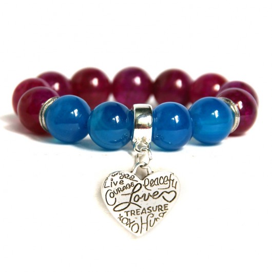 FUCHSIA & BLUE - agat DUUUŻE kule kaktusia