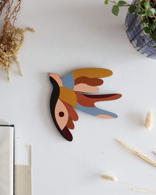 Ozdoby na ścianę Jaskółki drewniany dekor