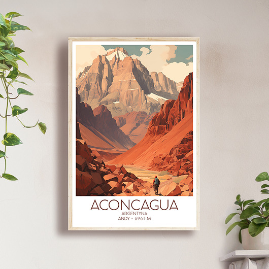 plakaty Argentyna - Aconcagua, Andy - Plakat, pamiątka dla podróżnika