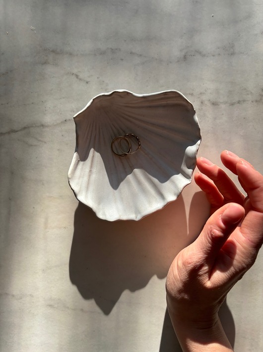 pojemniki na biżuterię Handmade Muszelka na Biżuterię Ceramiczna Rustic White Fluff