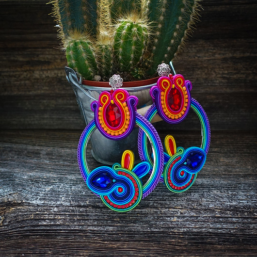 Gigi- duże i etniczne kolczyki soutache Mró Soutache