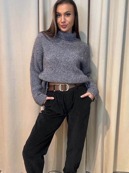 swetry damskie  Wełniany golf Grigio