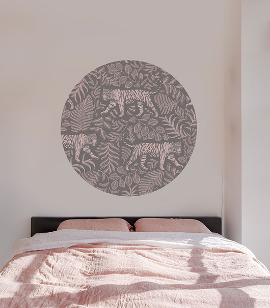 tapety i naklejki ścienne Dots Camouflaged Tiger Gray Pink - samoprzylepna tapeta w kształcie koła