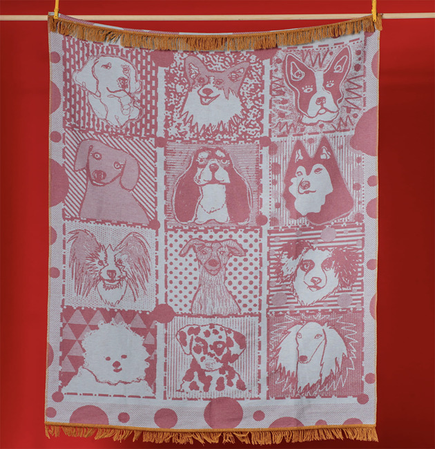 koce i narzuty Pled żakardowy Galeria Pieski- niebieski