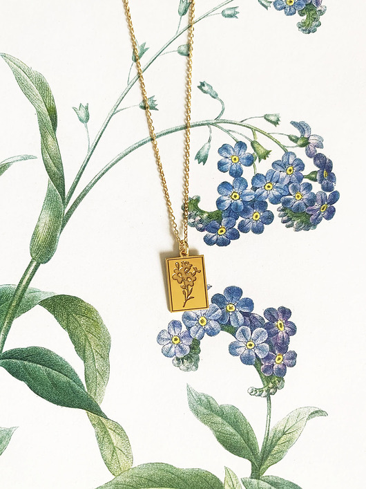 wisiory Flora- Niezapominajka- Naszyjnik