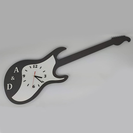 zegary Wielki zegar ścienny czarny ( antracyt ) Gitara