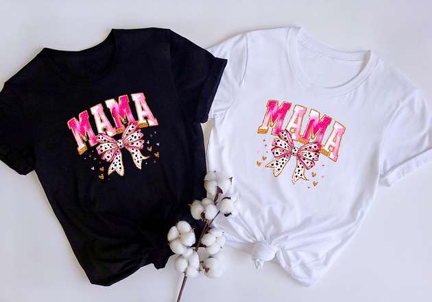 t-shirt damskie Mama wstążka różowa koszulka z nadrukiem