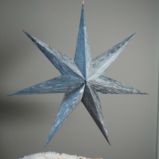 dekoracje świąteczne Duża gwiazda grafitowa- szare drewno, 39 cm
