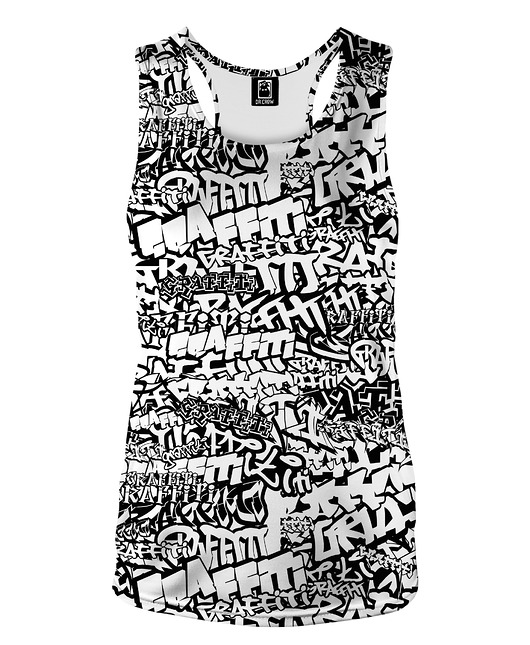 topy damskie DR.CROW Bokserka Damska Black and White Graffiti