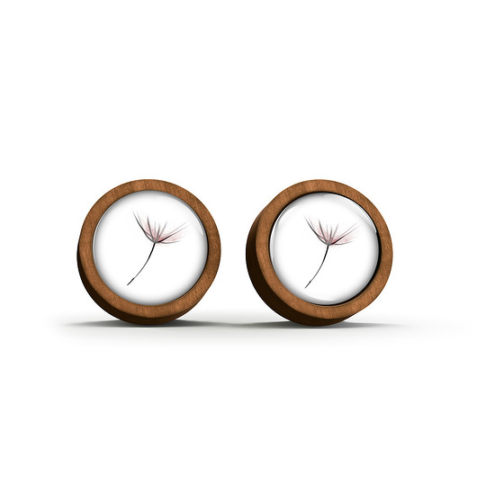 kolczyki drewniane Kolczyki drewniane - Dmuchawiec - sztyfty