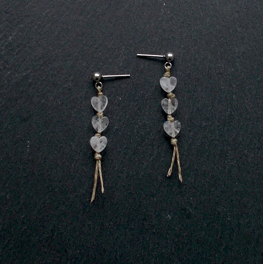 kolczyki z kamieniami Kolczyki serduszka Kryształ górski