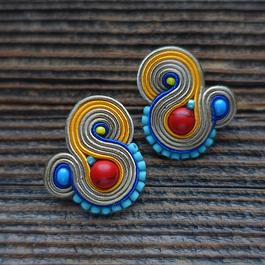 kolczyki soutache Qsambara- Etniczne kolczyki soutache