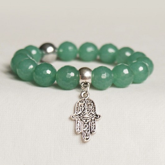 jadeit FASETKA mint green & hamsa kaktusia