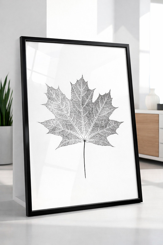 plakaty Plakat Botaniczny Liść Klonu. Minimalistyczna Dekoracja Ścienna. Grafika
