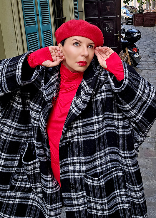 płaszcze damskie New Kurtka/ Płaszcz krata Wool