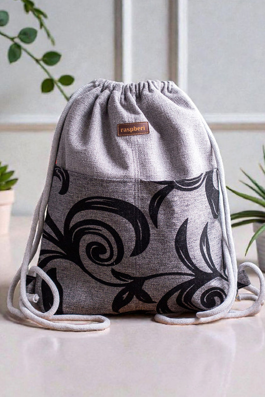 plecaki Szary wzorzysty workoplecak z kieszeniami