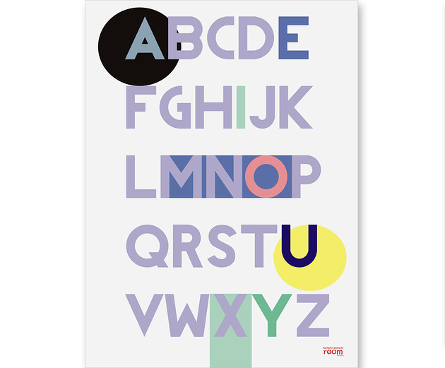obrazy i plakaty do pokoju dziecięcego Plakat dla dzieci z Alfabetem (fioletowy)