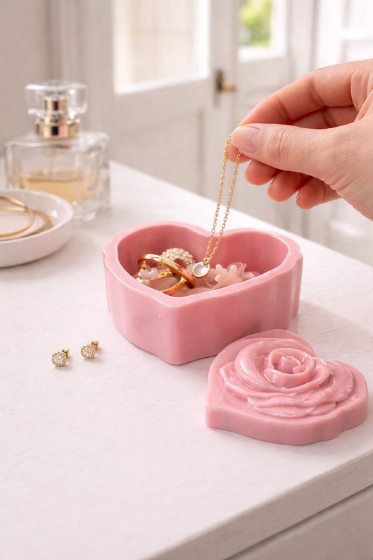 skrzynki, kufry i pudła Dekoracyjna szkatułka w kształcie serca z żywicy epoksydowej