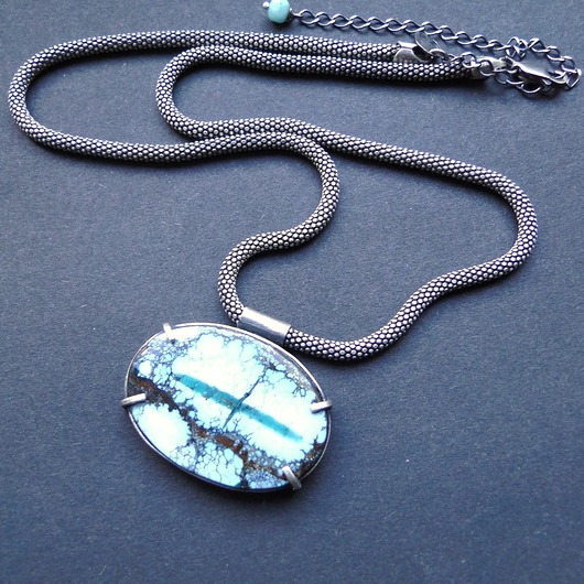 srebrne naszyjniki Naszyjnik Turkus 002