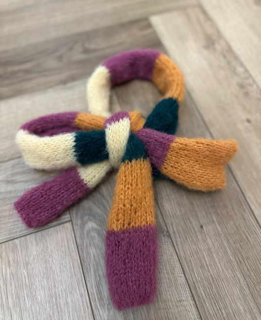 szale damskie Szalik Pasiak z alpaki i jedwabiu Handmade Podwójna nić