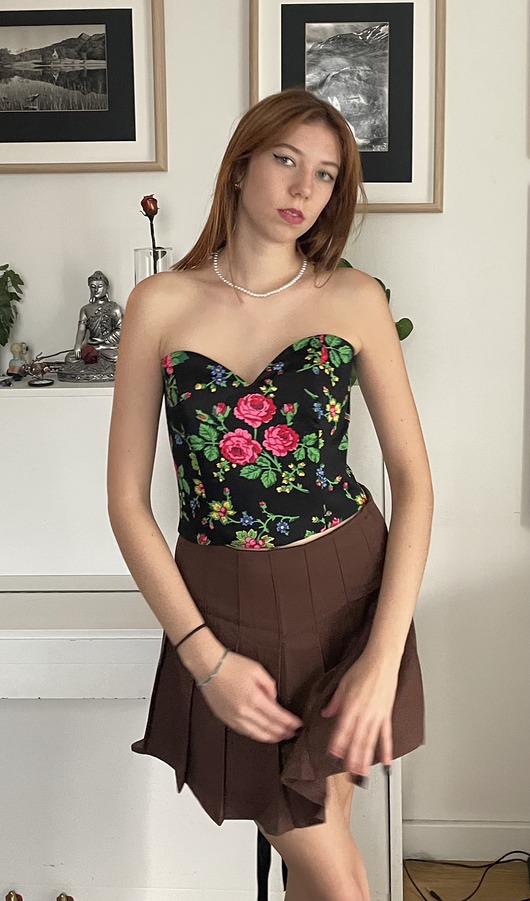 topy damskie Gorset Folk czarny