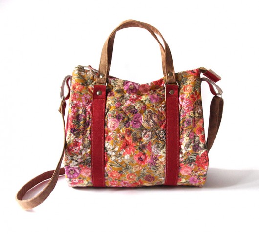 torebka midi - pik flowers with cherry red - elfagado