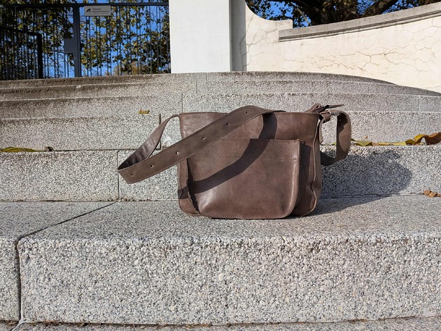 torby na ramię Brązowa kakaowa skórzana torebka listonoszka