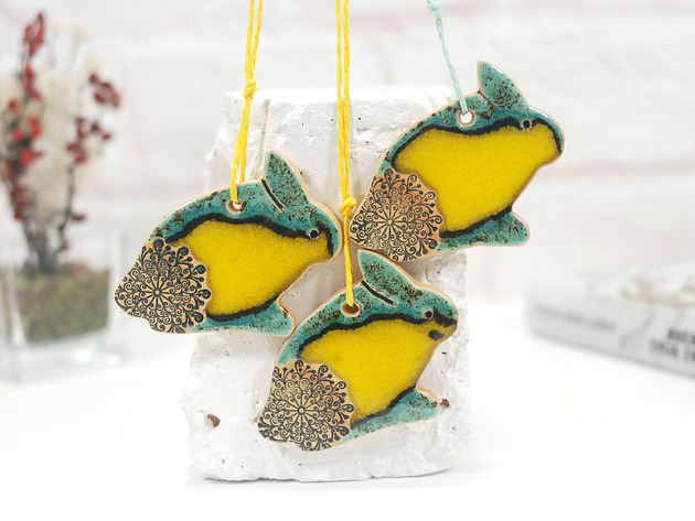 ozdoby wielkanocne Króliki wielkanocne - ceramiczne ozdoby wiszące