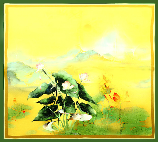 apaszki Jadwabna apaszka damska 100% pure silk -  natura zielony 65 cm x 65 cm