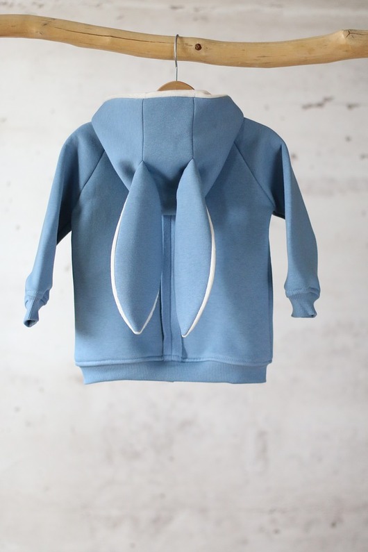 bluzy dla dziewczynki Bluza BŁĘKITNY KRÓLIK Z USZAMI