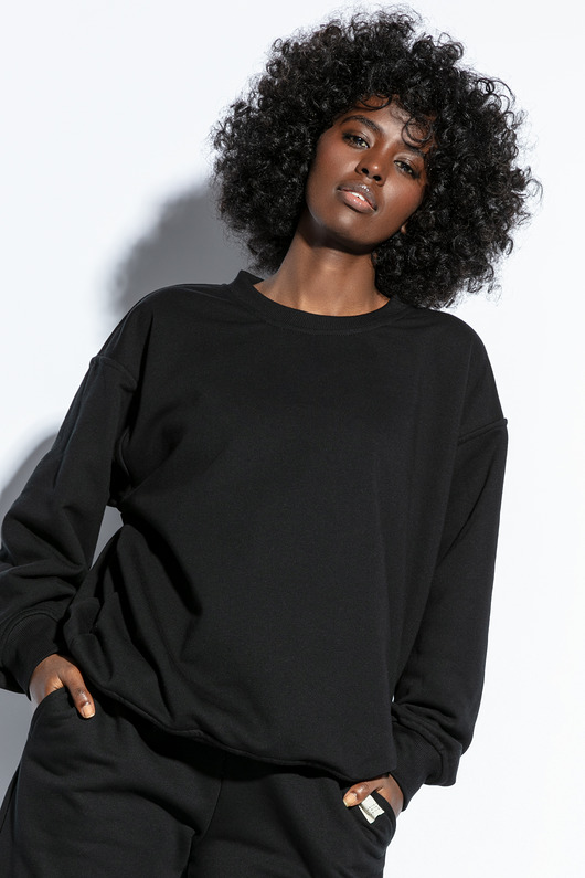 bluza bez kaptura damska Bluza damska crewneck F1809 black
