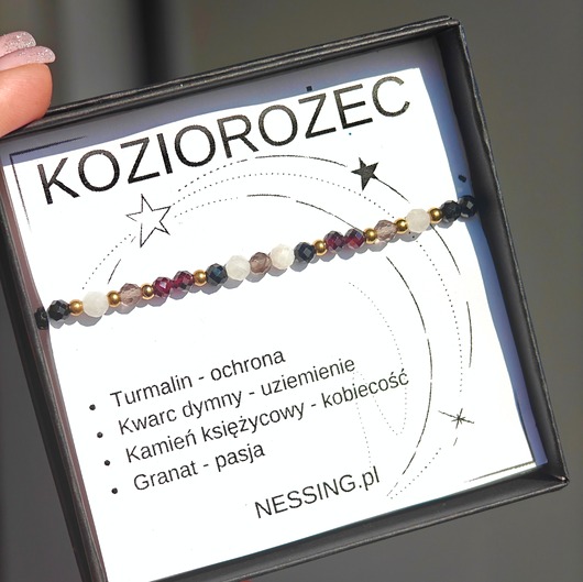 bransoletki z kamieni naturalnych KOZIOROŻEC bransoletka zodiakalna na gumce