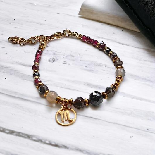 bransoletki z kamieni naturalnych SKORPION - zodiac colletion - PREMIUM - gold