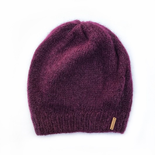 Czapka beretowa z alpaki Deep Purple Hat Holy Alpaca Knit