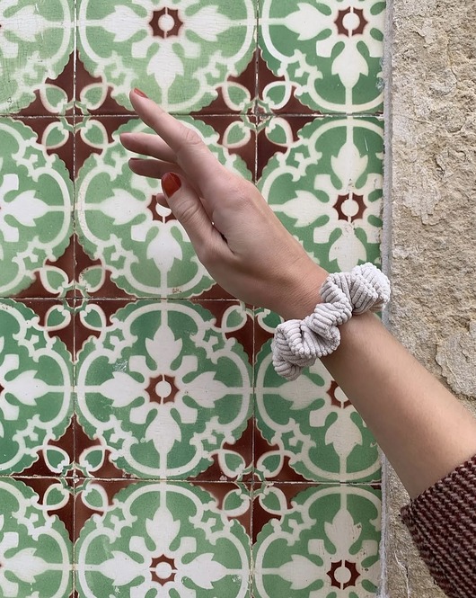 gumki do włosów Sztruksowa scrunchie Off White