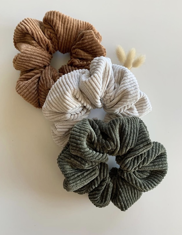 gumki do włosów Zestaw 3 sztruksowych scrunchies