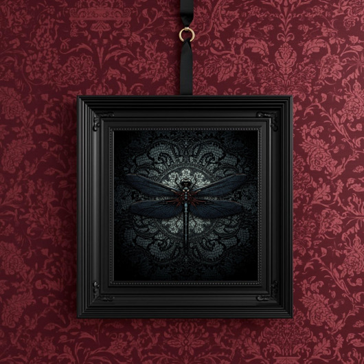 grafiki i ilustracje PLAKAT dekoracja gotycka  ważka sztuka ścienna koronka