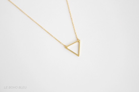 16k Gold Plated Triangle Necklace Le Boho Bleu