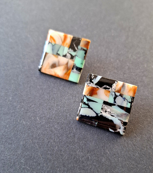 kolczyki z masy plastycznej Kolczyki kamienne inspiracje no2