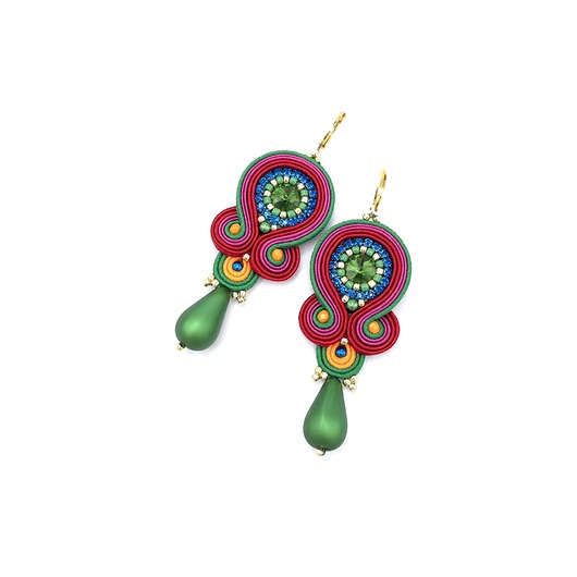 kolczyki soutache Kolczyki sutasz kolorowe barwne energetyczne Florina z łezką