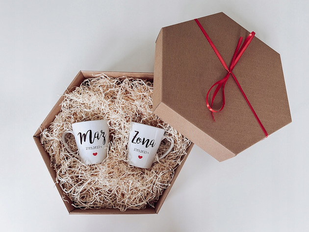 kubki Dwa kubki ślubne, prezent na ślub z opakowaniem prezentowym