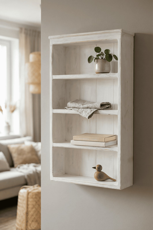 półki Rustykalna biała półka ścienna 